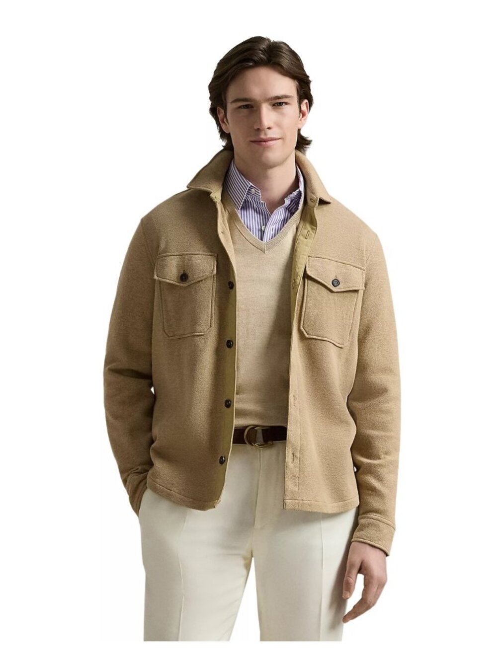 NWT Polo Ralph Lauren Double Knit Mesh Shirt Jacket Brown Mens Size XL